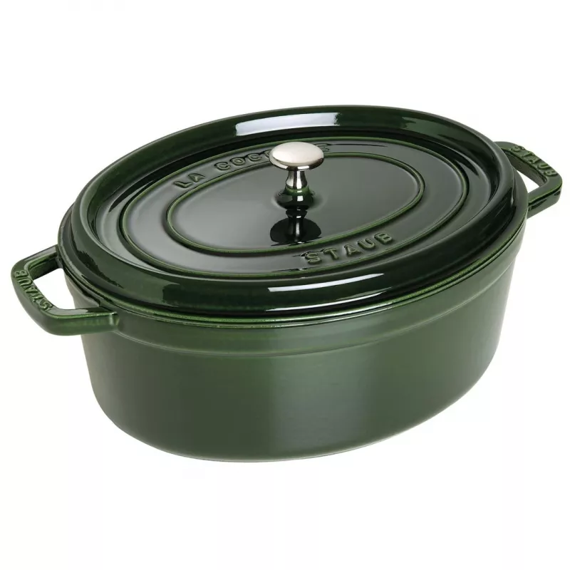 Staub La Cocotte 33 cm ovaalne malmist Hollandi ahi, basiilikuroheline