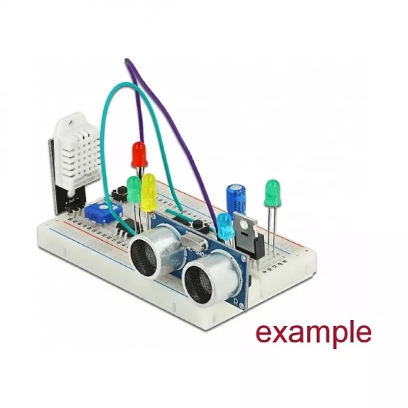 Breadboard DELOCK 18313 — jootevaba prototüüpimisplaat, plastik, 55×165×9 mm, valge