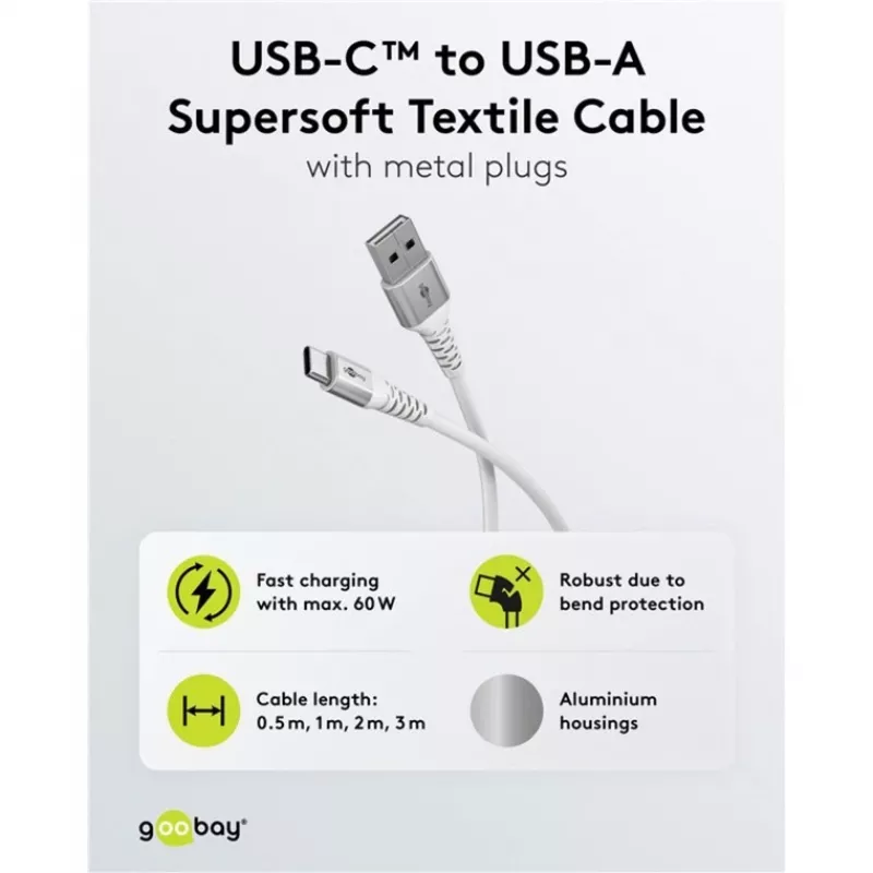 Goobay 74531 USB-kaabel valge
