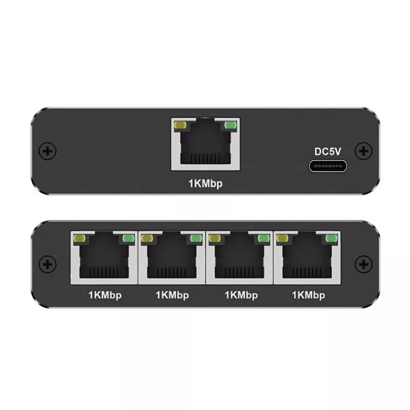 Ethernet mini switch QOLTEC 52293 1x4 RJ45, 1-in 4-out haldamata võrgujagur