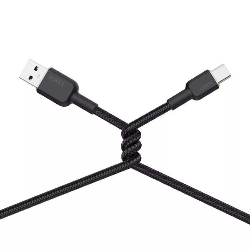 USB A - USB C kaabel Aukey CB-NAC1, 1 m, põimitud nailon, USB PD 60W, USB 2.0