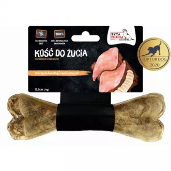 Koeranärimismaius SYTA MICHA Rabbit with banana, 13,5 cm, 70 g, looduslik hambahooldusnäts täiskasvanud koertele
