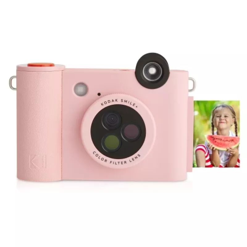 Instant print camera Kodak SMILE+ 2x3 inch Pink — 2x3-inch ZINK prints, built-in rechargeable aku