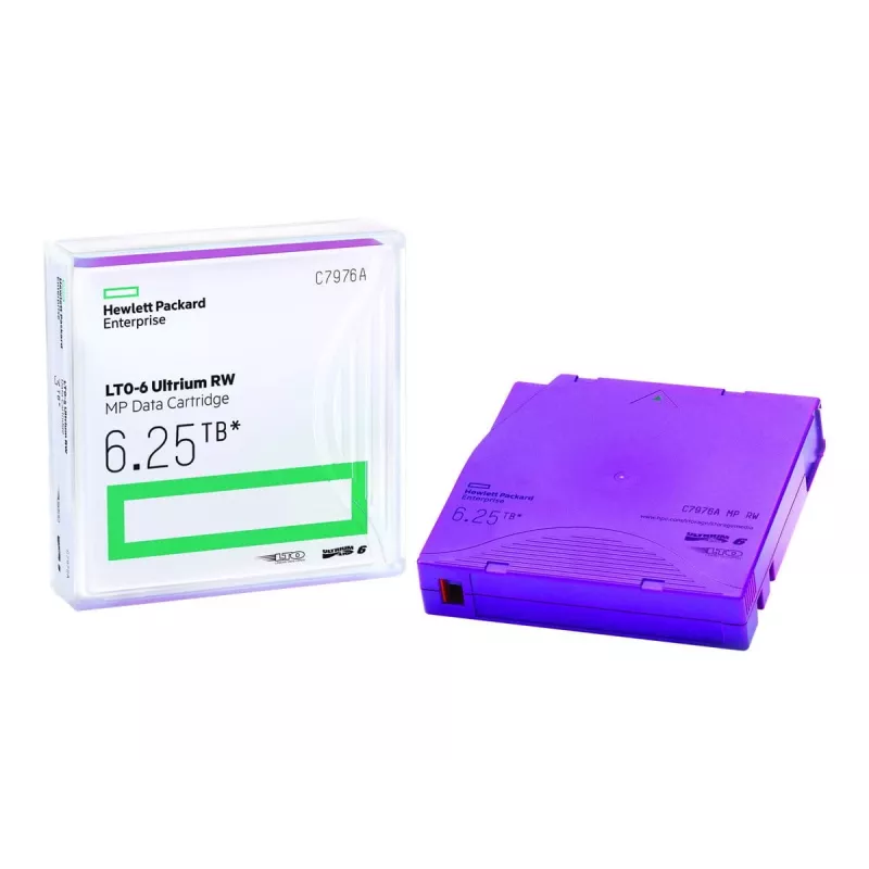 HPE LTO Ultrium 6 RW andmekassett C7976AN — 6,25 TB, lilla, 20 tk pakend