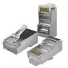 Modulaarne RJ45-pistik QOLTEC 54554 CAT5e FTP, 100 tk, hõbedane, plastik, 11×22×18 mm