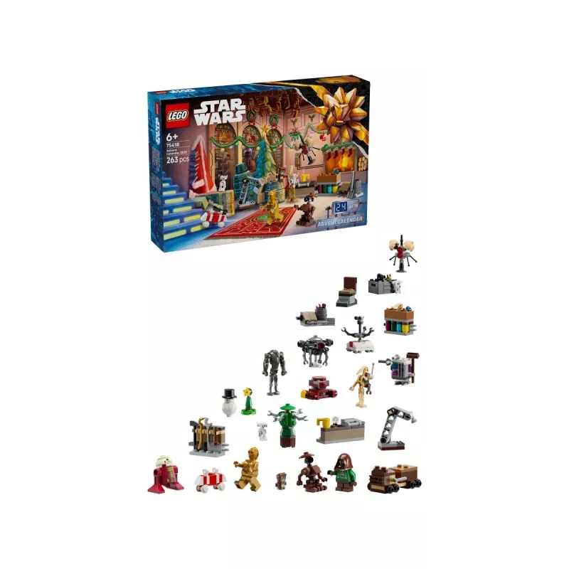 LEGO Star Warsi ehitusmänguasi 2025. aasta advendikalender — komplekt 75418, hooajalised ehitatavad minifiguurid ja mudelid