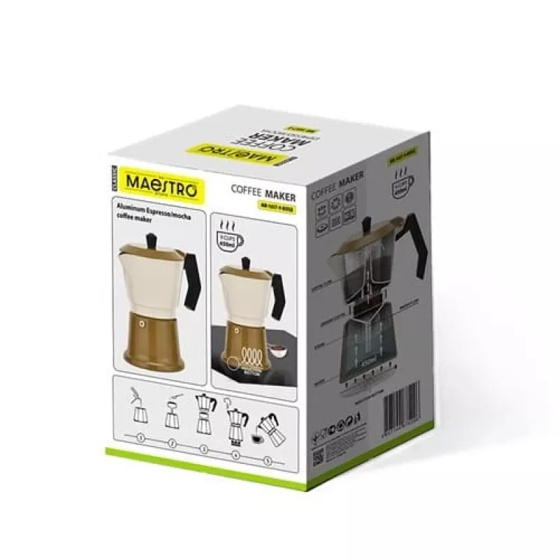 Moka pot Maestro MR-1657-9-BEIGE alumiiniumist pliidikohvikann, 9 tassi mahutavus