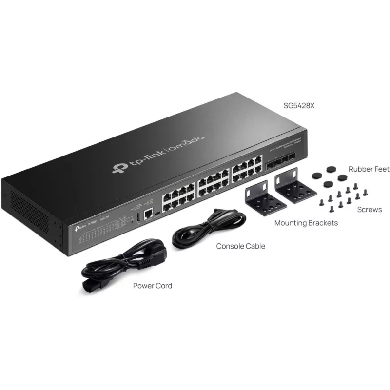 TP-Link Omada SG5428X võrgulüliti, hallatav, L3, Gigabit Ethernet (10/100/1000), must