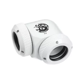 Adapter 90° BitsPower Multi-Link 2x 12mm AD liitmiku jaoks — valge (BP-DWE90DML)