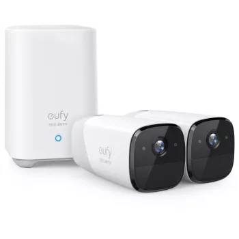 Eufy Security, eufyCam 2 Pro juhtmevaba koduturvakaamerate süsteem, 365-päevane aku tööiga, HomeKit ühilduvus, 2K eraldusvõime, IP67 ilmastikukindel, öövaatlus, 2-kaamera komplekt, ilma kuutasuta