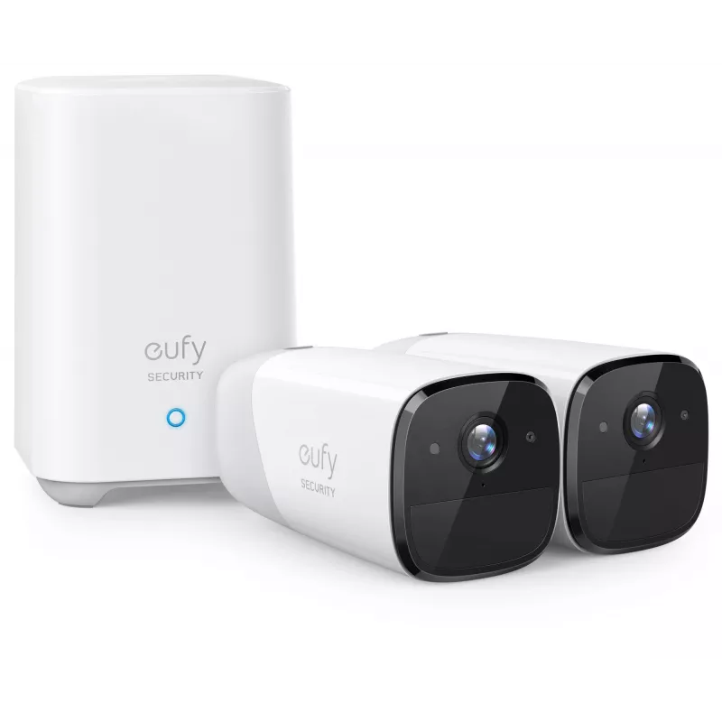 Eufy Security, eufyCam 2 Pro juhtmevaba koduturvakaamerate süsteem, 365-päevane aku tööiga, HomeKit ühilduvus, 2K eraldusvõime, IP67 ilmastikukindel, öövaatlus, 2-kaamera komplekt, ilma kuutasuta