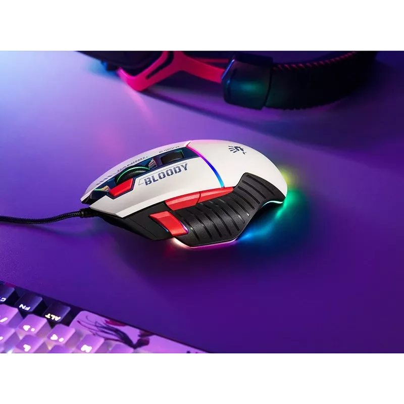 Mängurihiir A4Tech Bloody W95Max USB — paremakäeline, valge, 12000 DPI, 1 ms, 250 ips, 125/2000 Hz