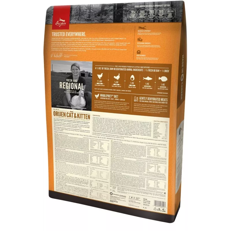 Orijen Cat & Kitten kasside kuivtoit kana, kala, kalkun 340 g