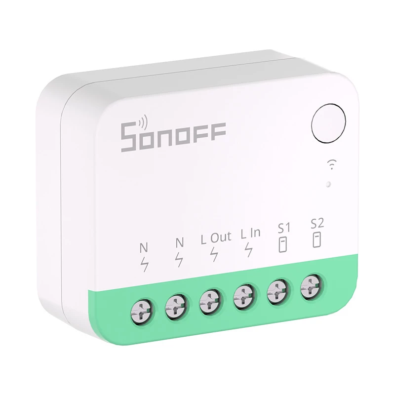 Sonoff MINIR4M Matter nutikas WiFi minilüliti (HomeKit, SmartThings, Home Assistant).