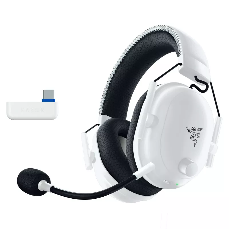 Razer BlackShark V2 Pro PlayStation'ile – juhtmevaba peavõruga mängupeakomplekt, USB Type-C, Bluetooth, valge