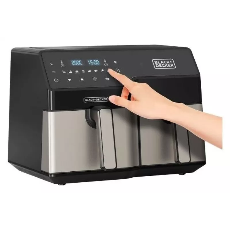 Kuumaõhu fritüür Black & Decker BXAF9000E, kahe korviga, 9 L, 2500 W, 80–200 °C, 2 korvi, 8 programmi