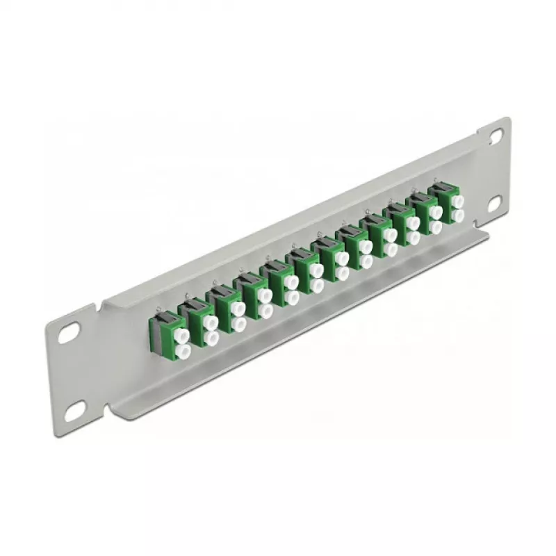 Fiiberoptiline patch-paneel DeLOCK 10-tolline 12-portine LC Duplex roheline 1U hall