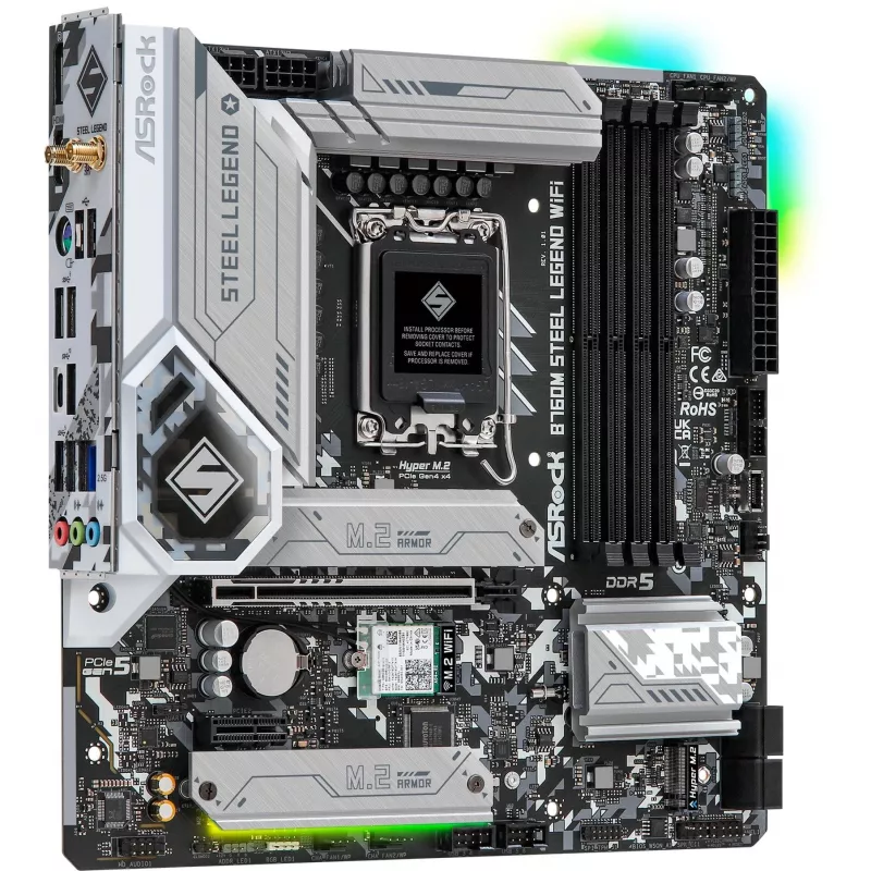 Emaplaat ASRock B760M Steel Legend WiFi — Intel B760, LGA 1700, micro ATX, DDR5, 4 DIMM, 128GB, Wi‑Fi 6E, 2.5Gb LAN