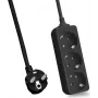 Pikendusjuhe helos CLASSIC 3-pesaga, must, 1,5 m kaabel