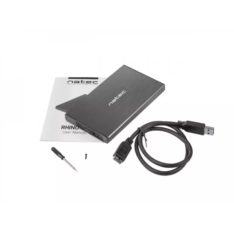 NATEC RHINO GO korpus USB 3.0 2,5-tollisele SATA HDD/SSD-le, must alumiinium