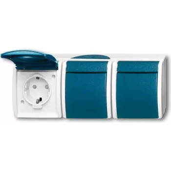 Busch Jaeger 2300/3 EBW-53 Socket Outlet CEE 7/3 Blue - White (2084-0-0721)