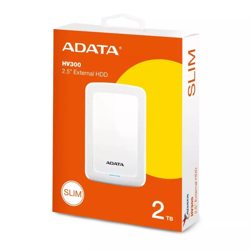 ADATA HV300 - Kõvaketas - 2 TB - väline (kaasaskantav) - USB 3.1 - 256-bit AES - Valge