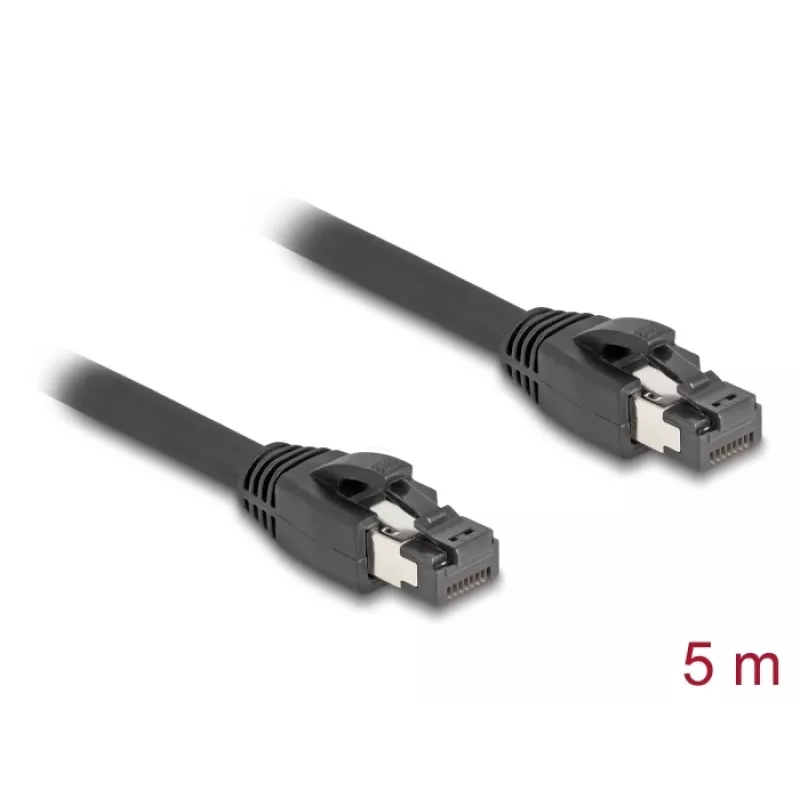 Delock - Võrgukaabel - RJ-45 (M) to RJ-45 (M) - 5,0m - 7,5 mm - S/FTP - CAT 8,1 - Halogeenivaba, Haakumisvaba, kuni 40 Gbps andmeedastuskiirus - Must (80236)