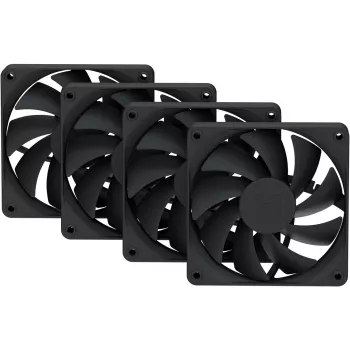 120 mm korpuse ventilaatorite 4-pakend HYTE FA12 must, PWM tugi, standardne 120 mm kinnitus