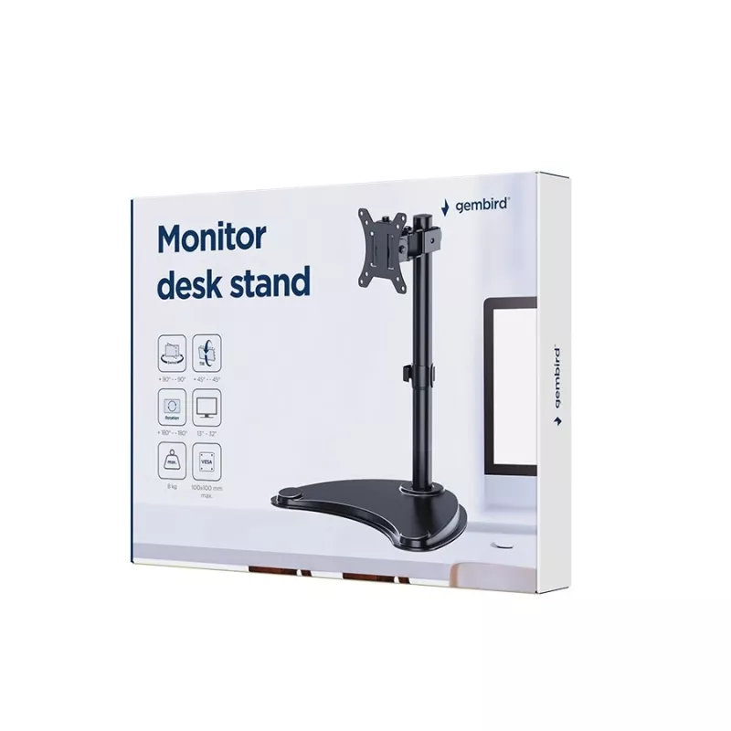 Monitor desk stand GEMBIRD MS-D1ST-04 for 13–32-inch screens, adjustable height and tilt, VESA 75x75–100x100, up to 8 kg