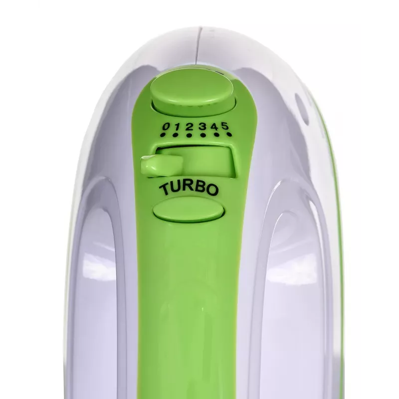 Käsisegisti ESPERANZA EKM011 — 400 W, 5 kiirust, turbo, taignakonksud ja visplid, 220–240 V, valge/heleroheline
