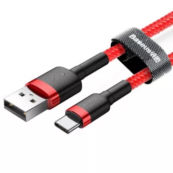 USB 2.0 A–USB-C kaabel Baseus CATKLF-B09 1m QC3.0 nailonpunutis punane, kiirlaadimine ja andmesünk