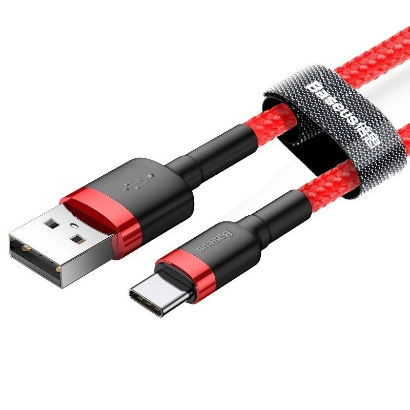 USB 2.0 A–USB-C kaabel Baseus CATKLF-B09 1m QC3.0 nailonpunutis punane, kiirlaadimine ja andmesünk