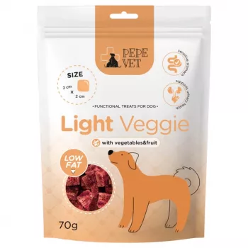 PAKA ZWIERZAKA Pepe VET Przysmak Light Veggie — hüpoallergeenne madala kalorsusega koeramaius, 70 g, köögiviljamaitse