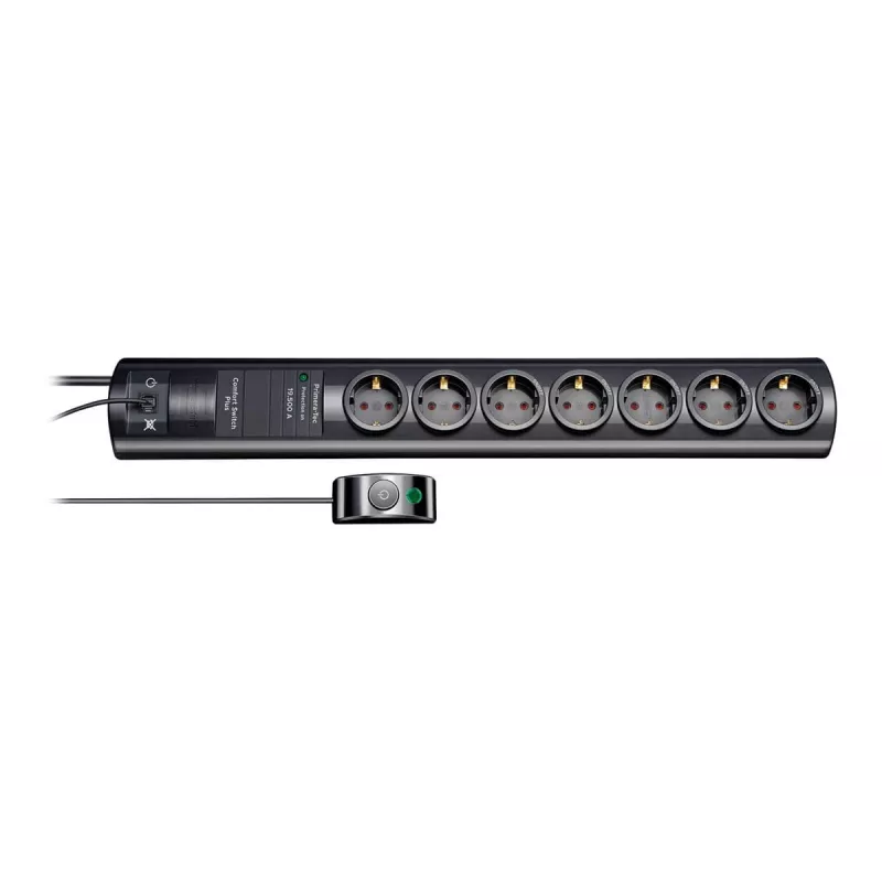 brennenstuhl Primera-Tec Comfort Switch Plus - Überspannungsschutz - Wechselstrom 250 V - 3500 Watt - Ausgangsbuchsen: 7 - 2,0m - Deutschland - Schwar