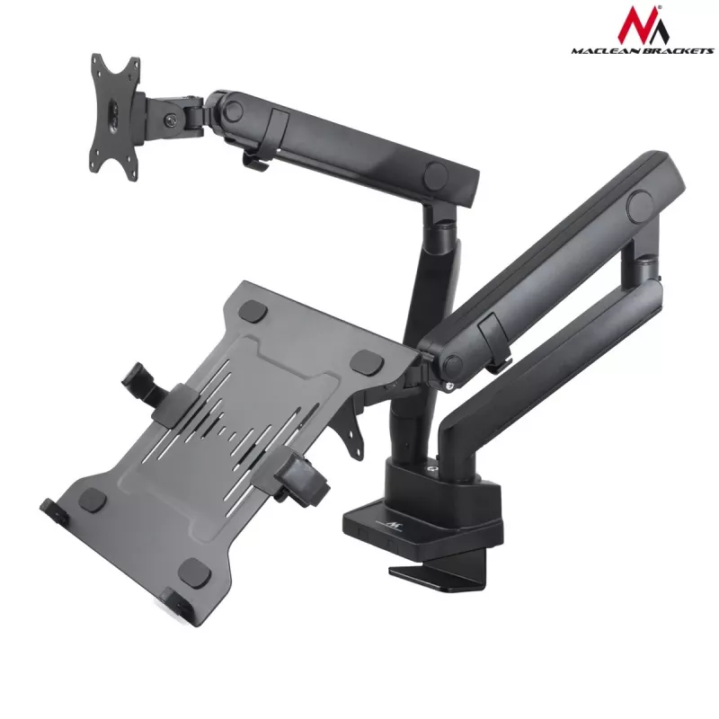 Monitor and Laptop Dual Desk Mount MACLEAN MC-813 for 17–32 inch screens, VESA 75x75/100x100
