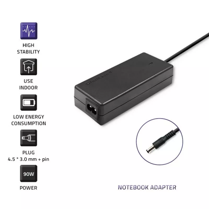 Qoltec 51516.90W toiteadapter Dellile | 90W | 19,5V | 4,62A | 4,5*3,0+pin | +toitekaabel