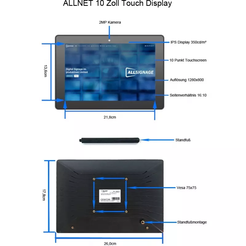 Tahvelarvuti ALLNET PrimeOne-120, 12-tolline puuteekraan, 8 GB muutmälu, 64 GB salvestusruumi