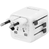 Reisiadapter CANYON OnTour One EU UK US AUS valge (CNS-TA1005W) – universaalne pistiku teisendus EL/ÜK/USA/AUS jaoks