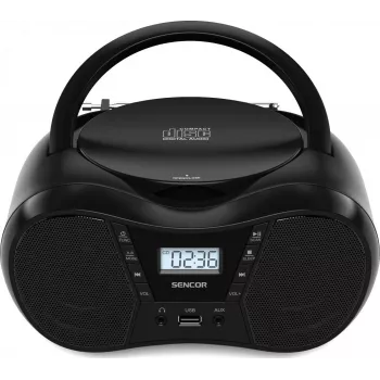 Boombox SENCOR SPT2300BK — CD-mängija, MP3, USB, Bluetooth 5.1, FM, AUX, 4 W, aku/võrgutoide