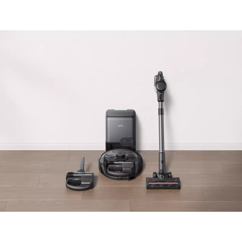 Robot vacuum Eufy E20 Must — round, dust-bag base station, 150 min runtime, 35 cm diameter