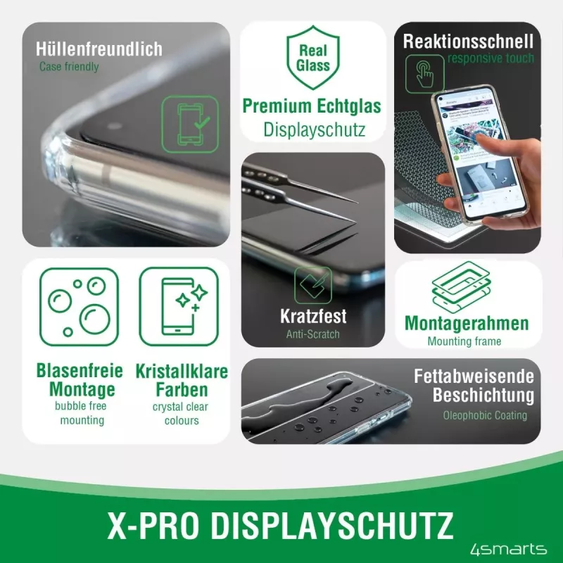 4smarts 360° stardikomplekt - kaitseümbris mobiiltelefonile - karastatud klaas (10 H)
