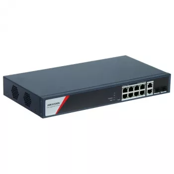 Hikvision DS-3E1512HP-SI-8P2T2F võrgulüliti, haldatav Gigabit Ethernet (10/100/1000), Power over Ethernet (PoE), sinine