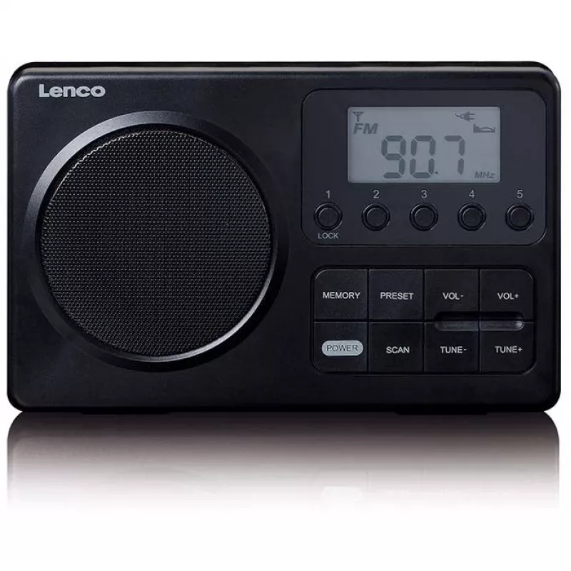 Kaasaskantav raadio Lenco MPR-035BK — FM/AM, võrgu- ja akutoide, 2,5-tolline LCD, 20 FM jaama salvestust, 3,5 mm väljund
