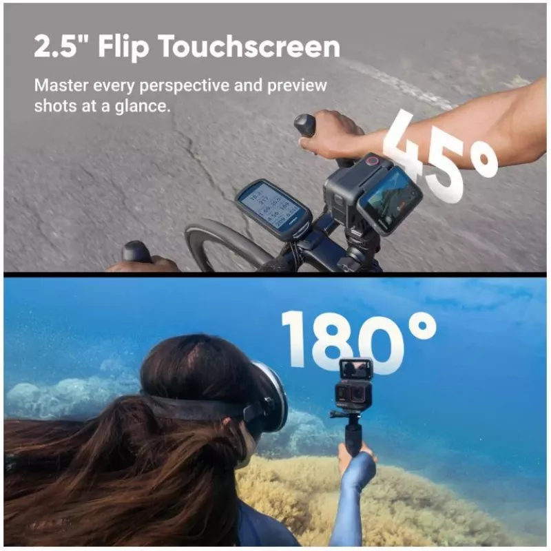 Spordikaamera Insta360 Ace Pro 2 — 50 MP, 8K Ultra HD (7680×3272), 1/1,3-tolline sensor, kuni 240 fps, sisseehitatud ekraan, Wi‑Fi, MicroSD, 177,7 g, must