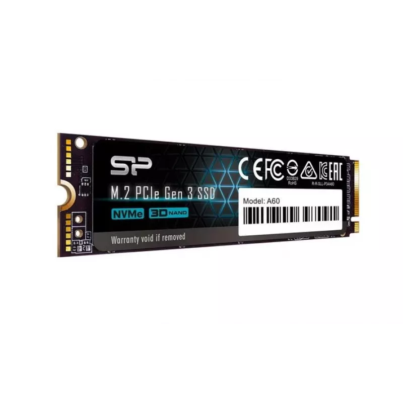 SSD M.2 NVMe Silicon Power P34A60 2 TB, PCIe 3.0 x4, lugemine 2200 MB/s, kirjutamine 1600 MB/s