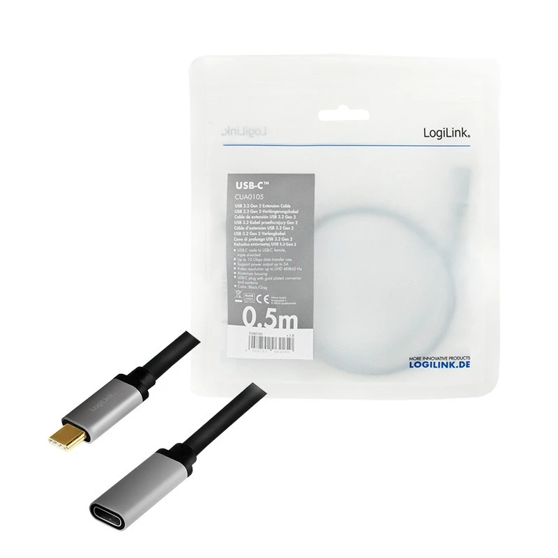 LogiLink USB-kaabel USB 3.2 Gen 2 CUA0105 0,5 m USB-C Must Hall