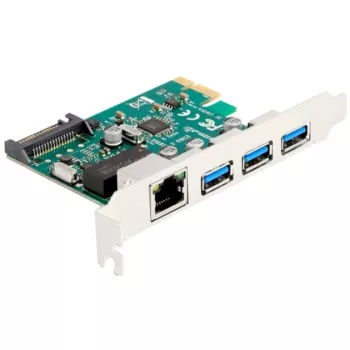 DeLOCK PCI Express x1 kaart, 3 × USB 5 Gbps Type-A, 1 × Gigabit LAN