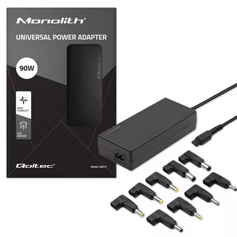 Qoltec 50012 Automaatne universaalne toiteadapter 90W | 9 pistikut | +toitekaabel