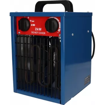 Ventilaator-elektrikeris BLAUPUNKT EH7010 — 2000 W, roostevabast terasest element, IPX4, põrandakasutus, kuni 22 m² ruumidele, must/punane/sinine