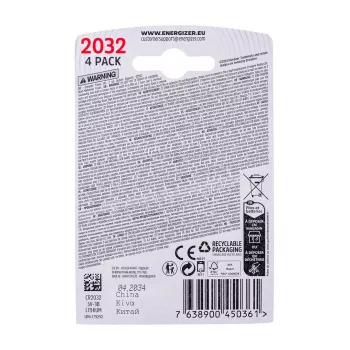 ENERGIZERI ERIPATAREI CR2032, 4 tk, 3V, ECO
